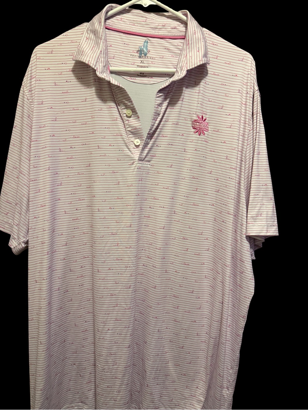 Men's Johnnie-o Pink Striped Polo Shirt with Waikola Embroidered Logo